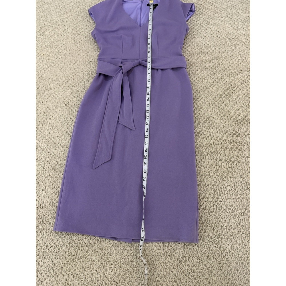 Elegant Lavender Belted Sheath Dress - Picture 6 of 7